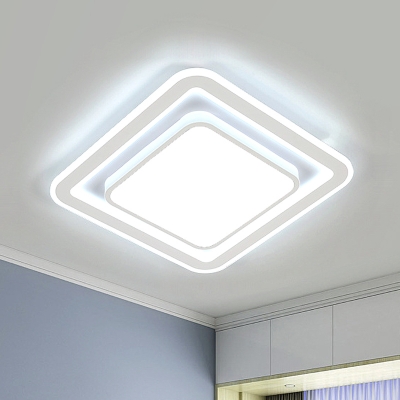 White Dual Square/Round Thin Ceiling Lamp Simple LED Acrylic Flush Mount Recessed Lighting