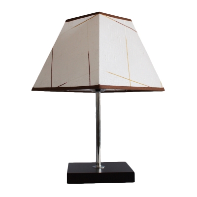 1 Head Nightstand Lamp Minimalist Square Pyramid Fabric Table Light in Black and Beige