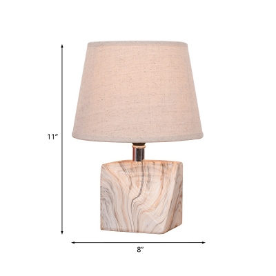 1 Light Table Lighting with Barrel Shade Fabric Traditional Study Room Ceramics-Base Nightstand Lamp in White