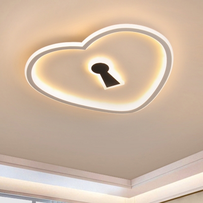 Acrylic Loving Heart Flushmount Lighting Nordic LED Flush Ceiling Lamp in White/Pink for Bedroom