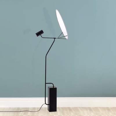 Black Finish Round Panel Floor Light Modernism LED Metal Stand Up Lamp for Living Room