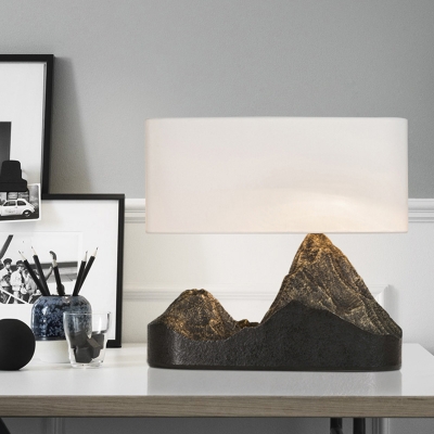 Black Mountain Shape Night Table Light Traditional Resin Single Bedroom Fabric Desk Lamp