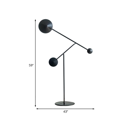 Branching Metal Standing Floor Lamp Modern LED Black Floor Lighting with Conical Shade