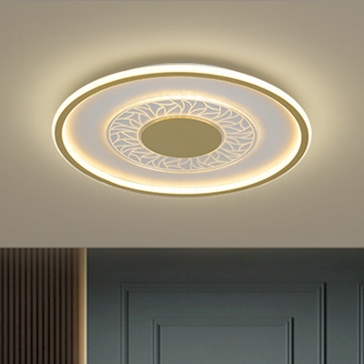Gold Square/Round Flushmount Lamp Minimal LED Metal Flush Ceiling Light Fixture, 16