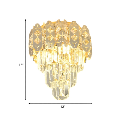 Gold Tapered Flushmount Lighting Minimalist 3 Heads Cloakroom Flush Mount Fixture
