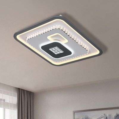 Inlaid Crystal LED Flush Mount Lamp Contemporary Black-White Square/Rectangle Living Room Ceiling Light
