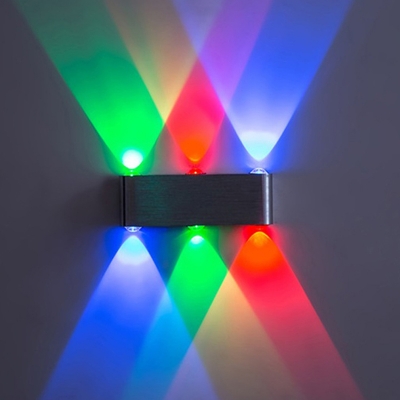 Rectangle LED Wall Mounted Lamp Simple Metal Nickel RGB Sconce Lamp for Club, 7