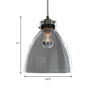 Simple Bell Pendant Light Fixture Clear Glass Single Kitchen Suspended Lighting Fixture