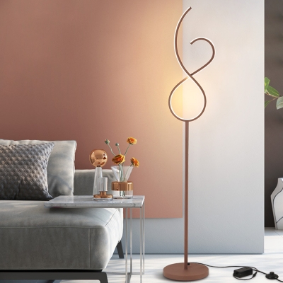 Twisting Bedroom Floor Light Acrylic LED Modernist Standing Floor Lamp in Coffee, White/Warm Light