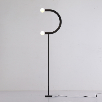 U-Shape Stand Up Lamp Minimalist Metal LED Black Standing Floor Light for Drawing Room