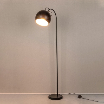 White/Black Finish Dome Floor Lamp Simple Single Head Metal Standing Light with Arc Arm