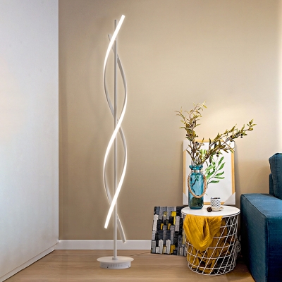 White Finish Spiral Linear Floor Lighting Minimalist LED Acrylic Floor Standing Lamp