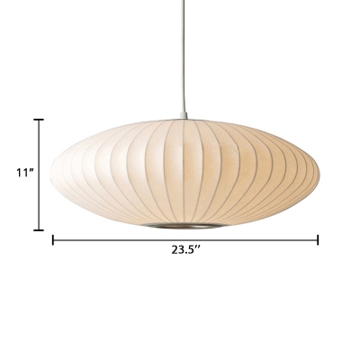 1 Head Cocoon Ceiling Pendant Lamp Contemporary Fabric Art Deco Suspended Light in White