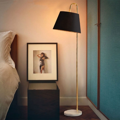 1 Head Living Room Floor Light Modern Black/White Finish Stand Up Lamp with Barrel Metallic Shade