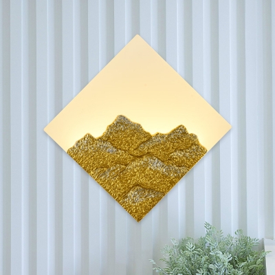 Acrylic Rhombus LED Wall Light Fixture Minimalist LED Mural Lamp with Silver/Gold Mountain Decoration