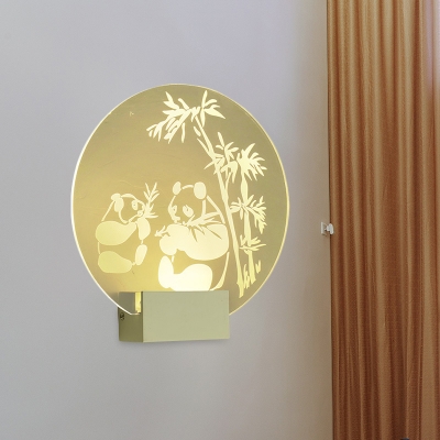 Chinese Panda-Bamboo Acrylic Wall Lamp LED Wall Mount Mural Lighting in Clear for Bedroom