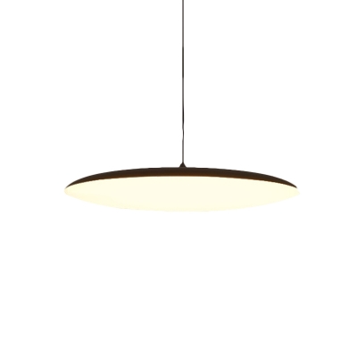 Flat Shade LED Pendant Light Fixture Minimalistic Acrylic Black/White Hanging Ceiling Light