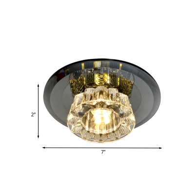Floral Crystal Small Ceiling Light Simplicity Foyer LED Flush Mounted Lamp in Black