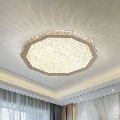 Hexagonal Crystal Geometric Flush Mount Modernism LED Flush Ceiling Light Fixture in Chrome