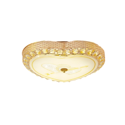 Loving Heart Shape Flush Light Contemporary Crystal LED Gold Flush Mounted Ceiling Lamp