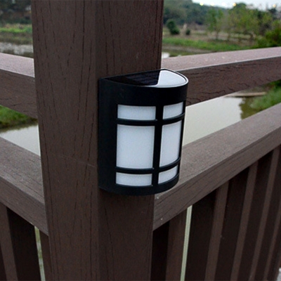 Outdoor Solar LED Wall Lamp Vintage Black Flush Mount Sconce with Trellis/Rhombus/Rectangle Plastic Shade, Multicolored Light