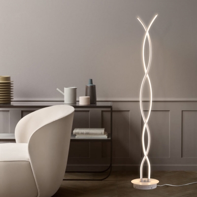 White Finish Spiral Linear Floor Lighting Minimalist LED Acrylic Floor Standing Lamp