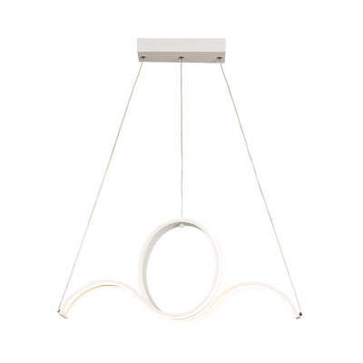 White Swirling Pendant Chandelier Simplicity LED Acrylic Hanging Light Kit in White/Warm Light