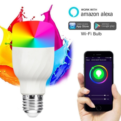 1pc 7 W E26/E27 Wifi Light Bulb Smart Control RGBW Plastic 28 LED Beads Lamp in White