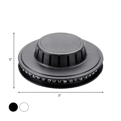 Black/White Flying Saucer Wall Lamp Modern Metal LED Wall Sconce in RGB Color Light for Karaoke Room