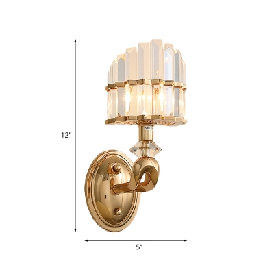 Crystal Prisms Arched Wall Light Fixture Post Modern 1 Head Gold Wall Mounted Lamp