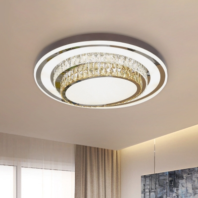 Crystal Stainless Steel Flushmount Oval Contemporary LED Flush Mount Ceiling Light Fixture