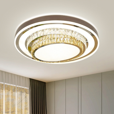 Crystal Stainless Steel Flushmount Oval Contemporary LED Flush Mount Ceiling Light Fixture
