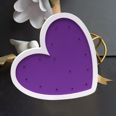 Heart-Shape  12.01 Wood LED Nightstand Lamp Modernist Purple/Pink Battery Wall Mount Light for Decoration