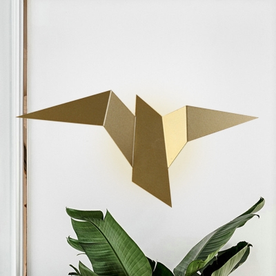 Iron Crane Bird Wall Lamp Minimalist Black/White/Gold LED Flush Mount Wall Sconce in Warm/White/Natural Light for Stairs