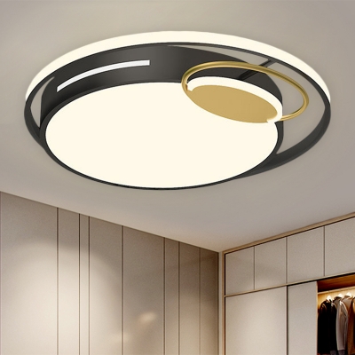 Minimalist LED Flush Light Fixture Black-Gold Round Ceiling Mount Lamp with Acrylic Shade in Warm/White Light