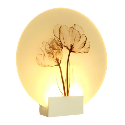 Minimalistic Ink Flower Mural Lamp Acrylic Loft House LED Wall Mount Lighting in White