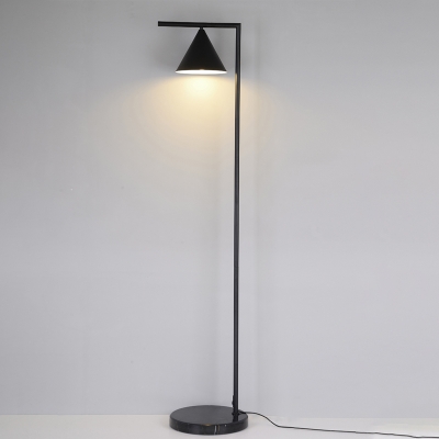 Modern 1 Light Stand Up Light with Metal Shade Black/Gold Finish Cone Standing Floor Lamp