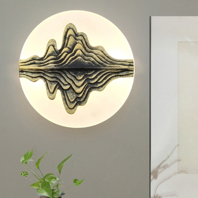 Resin Mountain Sconce Light Fixture Chinese LED Wall Mount Mural Lamp in Blue/Gold for Bedside