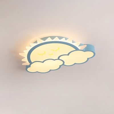 Sunrise Kids Bedroom Flush Light Fixture Acrylic LED Cartoon Ceiling Mount Lamp in Yellow/Pink/Blue