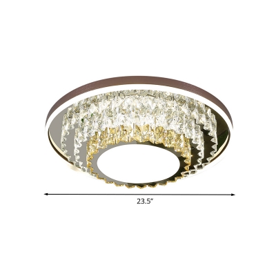 Tiered Tapered Crystal Ceiling Lamp Contemporary Bedroom LED Flushmount in Stainless Steel