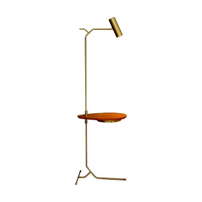 Tube Rotatable Floor Lighting Postmodern Metal Gold Stand Up Lamp with Table for Living Room