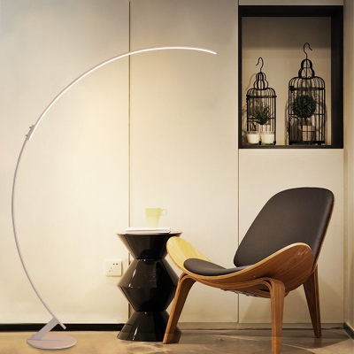 White Finish Arched Floor Lamp Minimalist LED Acrylic Stand Floor Light in White/Warm Light