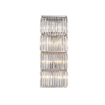 Crystal Rectangle 4-Tier Wall Sconce Minimalist LED Chrome Wall Lighting Idea for Corner