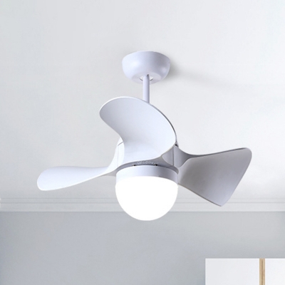 Hemisphere Acrylic LED Fan Lamp Nordic 3-Blade White Semi Flush Ceiling Light, 23