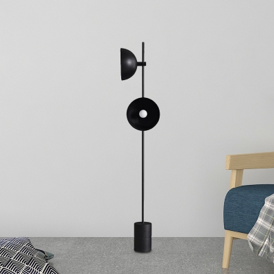 Metal Semicircle Shade Standing Light Modern 2-Head Black Finish Floor Lamp for Bedroom