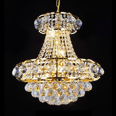 Modern Style Empire Chandelier 6-Head Crystal Ceiling Pendant in Gold for Dining Hall