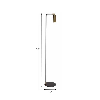 Postmodern Tube Stand Up Light Metallic LED Bedside Reading Floor Lamp in Black and Gold