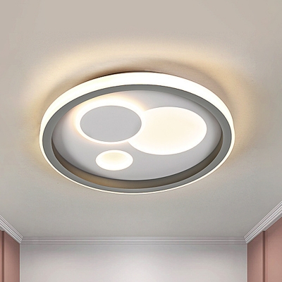 Round/Loving Heart Thin Ceiling Fixture Modern Style Acrylic Bedroom LED Flush Mounted Light in Grey