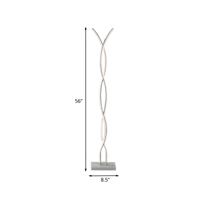White Spiral Line Standing Floor Light Simple LED Acrylic Reading Floor Lamp in White/Warm/Natural Light