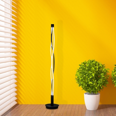 3-Waving Line Stand Up Lamp Modernism Acrylic LED White/Black Floor Standing Light in White/Warm/Natural Light